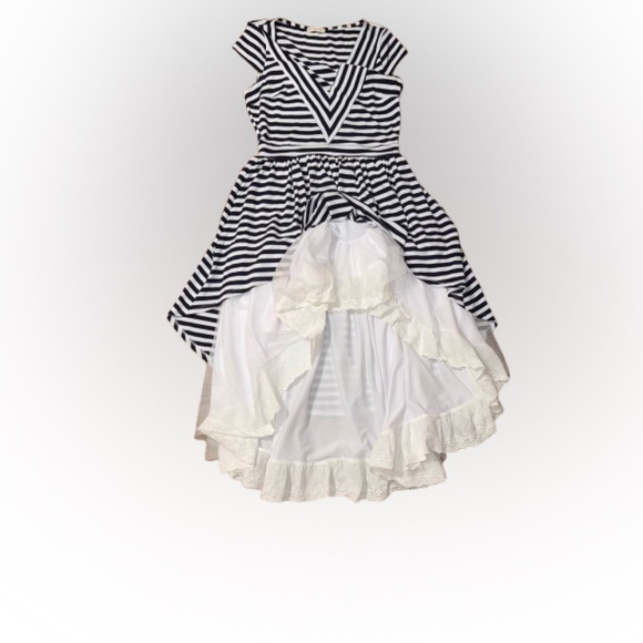 Favori navy and white dress with ruffle slip size 6 - Picture 1 of 16